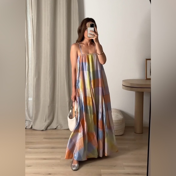 Pilcro Sleeveless Plaid Tent Shimmer Maxi Dress - Picture 3 of 11